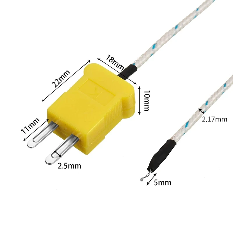 

5Pcs 3M K Type Thermocouple Temperature Probe Sensor Temperature Sensing Line K Type Mini-Connector Thermocouple Wire Range C7AC