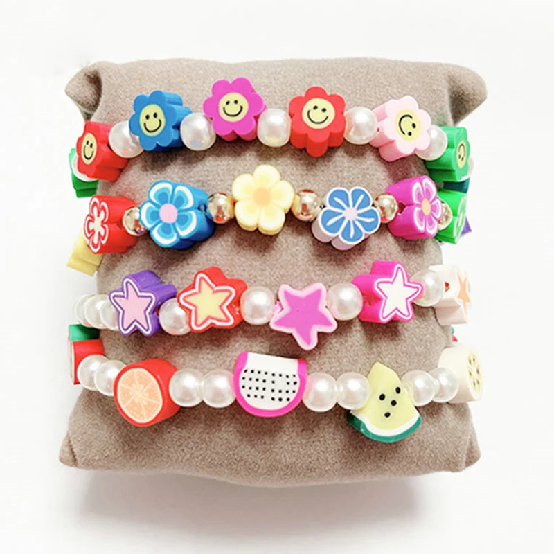 Милый маленький свежий Круглый браслет из полимерной глины с улыбкой для женщин