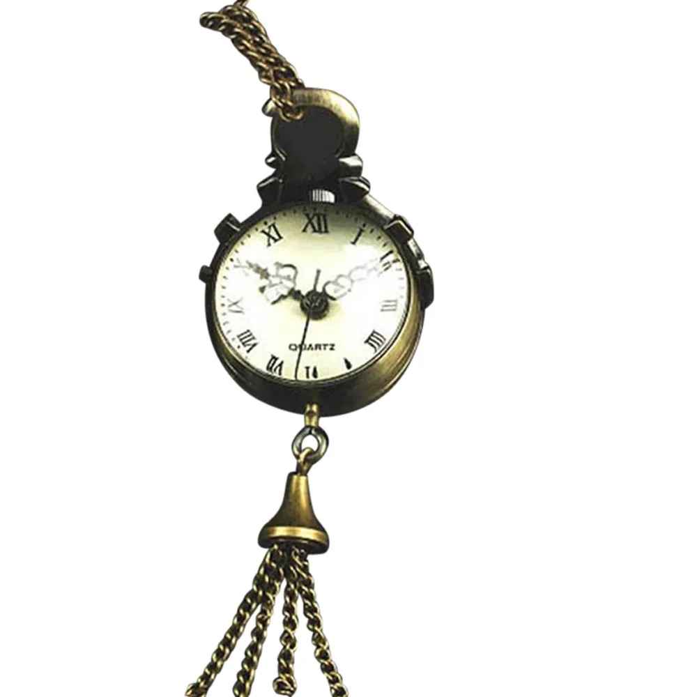 

Винтажные бронзовые Кварцевые стеклянные карманные часы, ожерелье, цепочка, карманные часы в стиле стимпанк для мужчин и женщин, ожерелье, ч...