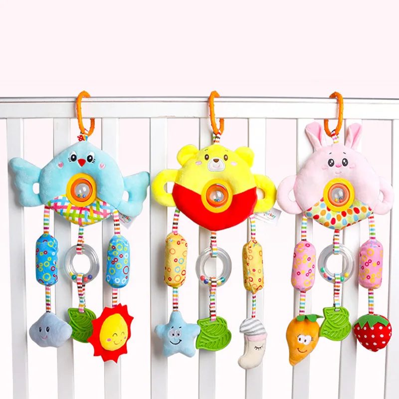 

Baby Plush Animal Strollers Hanging Wind Chimes Newborn Appease Sleep Aid Cartoon Toys Educational Bed Bell Bed Hanging Toys