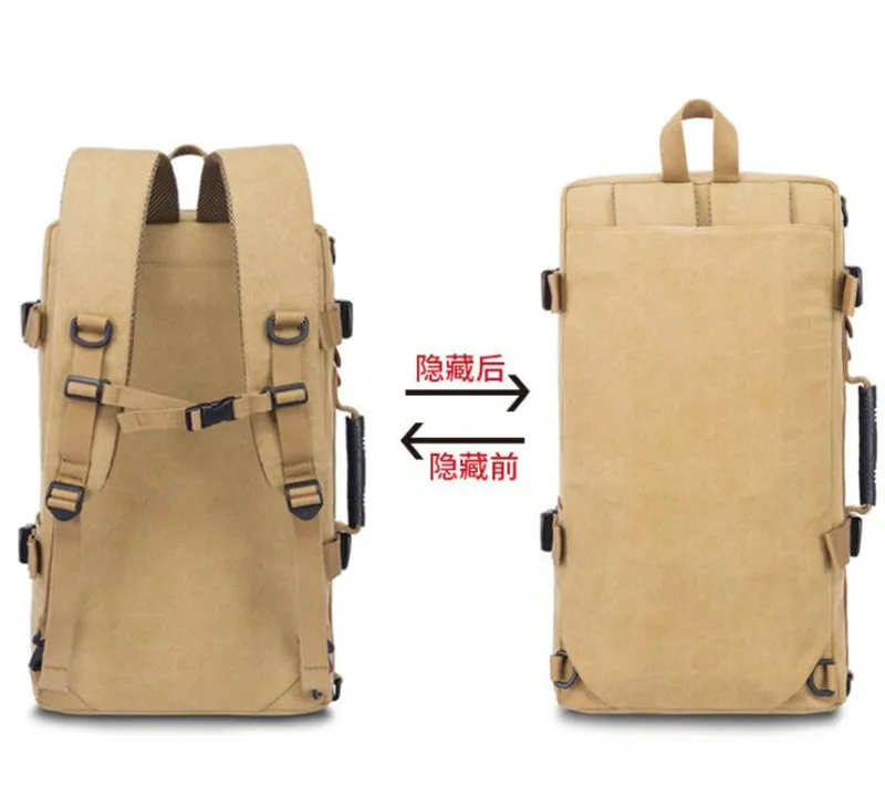 40L Motorcycle Bag Multi-Function Backpack Khaki Moto Canvas Motorbike Helmet Bags Travel Luggage |