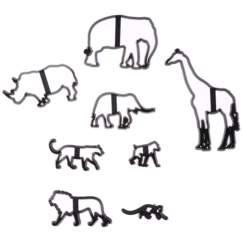 8Pcs Animal Cookie Cutter Plastic Elephant Lion Giraffe Leopard Fondant Safari Silhouette Cake Mold Decorating Tools | Дом и сад