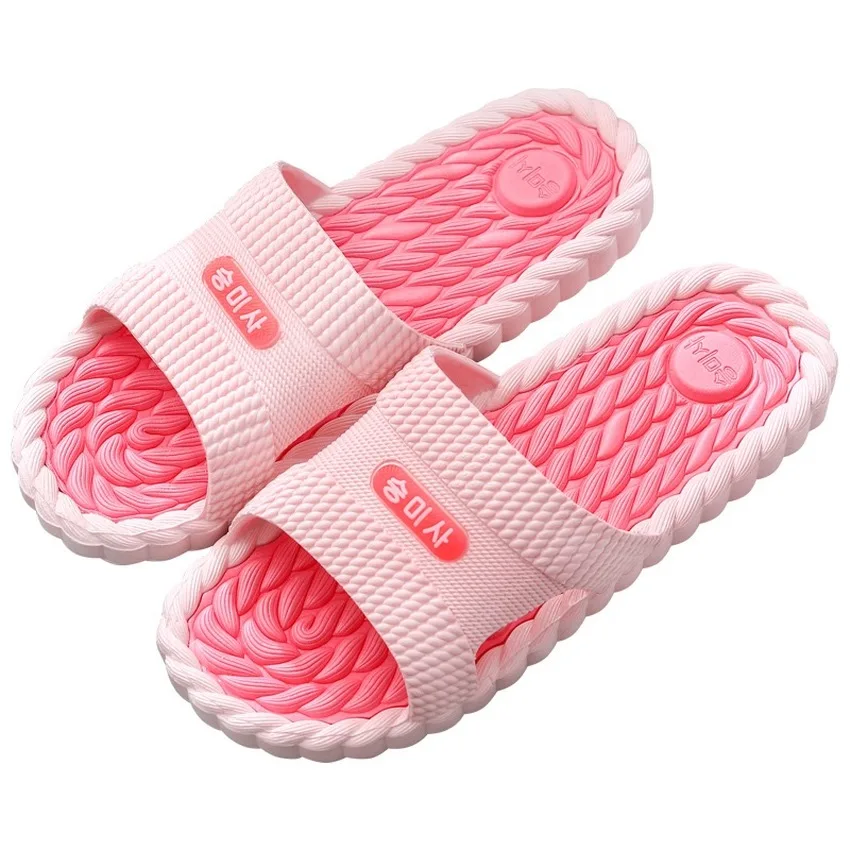 

Indoor Home Slippers Women Men Summer Non-slip Bathing Bath Shoes Couple Soft Bottom Sandals Slippers Flat Shoes Flip Flops 2020