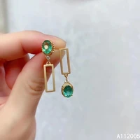 kjjeaxcmy fine jewelry 925 sterling silver inlaid natural emerald female new earrings ear studs popular support test with box