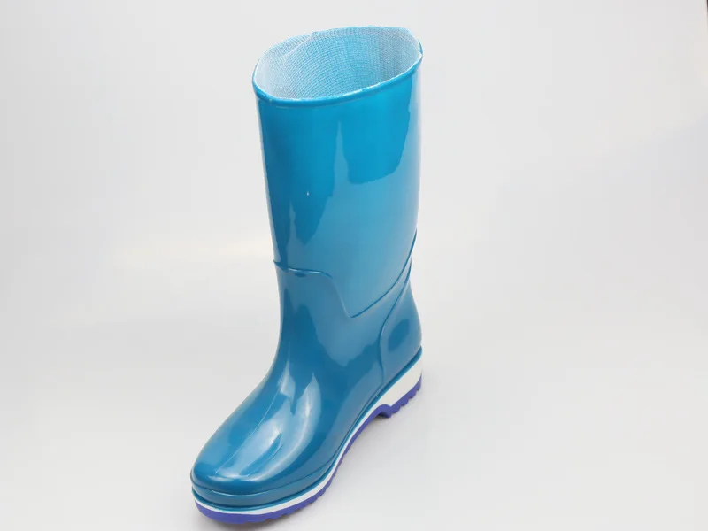 Женские высокие резиновые сапоги прочные водонепроницаемые однотонные с