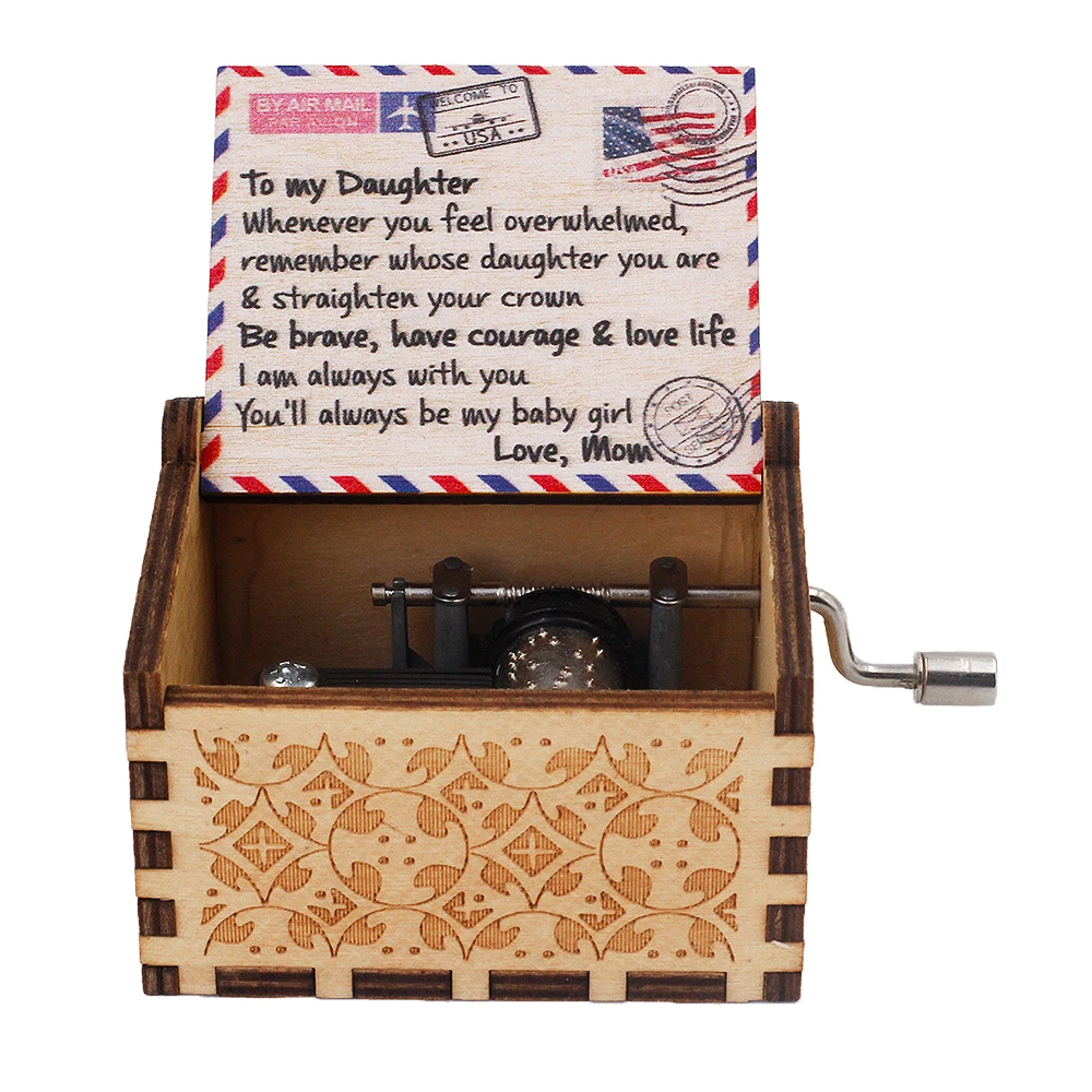 

Wooden Hand Cranked Music Box Queen Bohemian Rhapsody Jurassic Park You are My Sunshine Birthday Gift Christmas Present