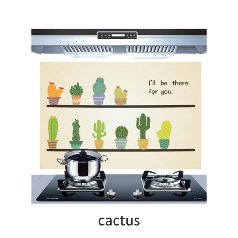 cactus Домашние обои милые, Мультяшные, прозрачные термостойкие масляные Наклейки 60*90 см водонепроницаемые самоклеящиеся наклейки на стены - Цвет: cactus