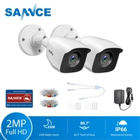 sannce 2pcs 2mp 1080p hd security surveillance system camera ir cut night vision audio recording waterproof housing camera kit