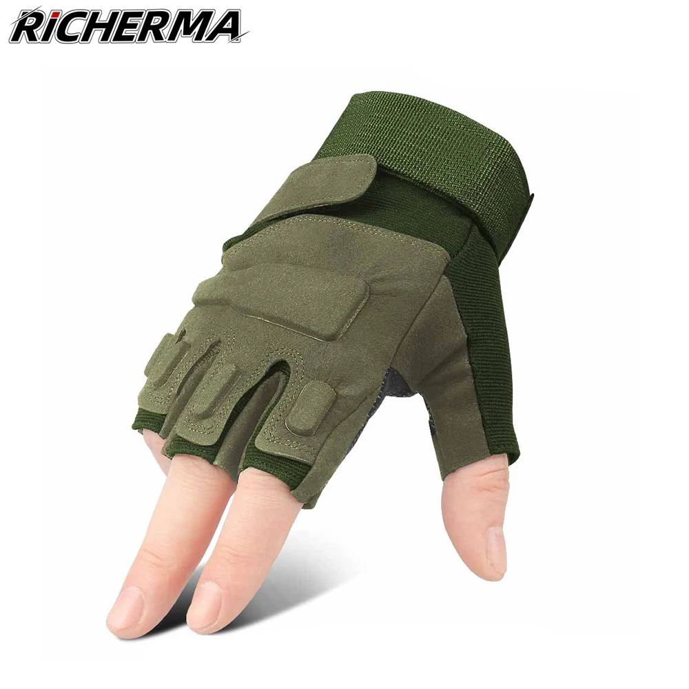 Зеленые мотоциклетные перчатки для мужчин спортивные без пальцев фитнеса