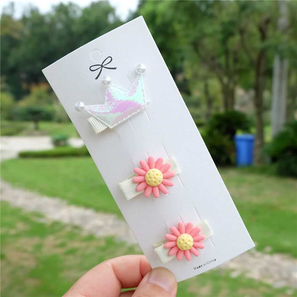 Цветные детские заколки для волос 3 шт./компл. блестящие в виде короны милые