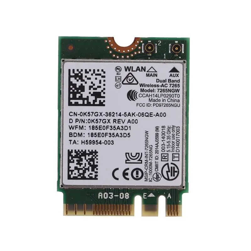 

7265 00JT469 for ThinkPad X250 T450 T550 with Dual Band Wireless AC Card Wifi Bluetooth Net Card Large Capacity Coverage M5TB