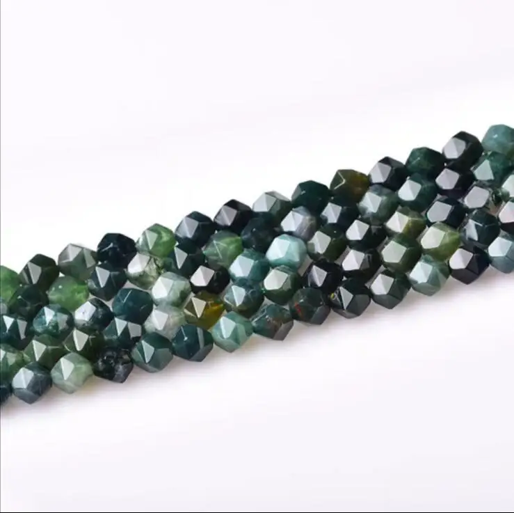 

Natural Indian Moss Agate Beads,Stars Faceted 6mm 8mm 10mm Gem Stone Jewelry beads,2 strings of 15"