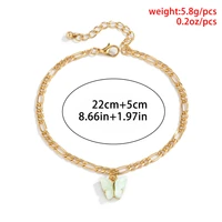 boho simple acrylic butterfly pendant anklet bracelet lady retro 2021 fashion temperament metal charm girl cute jewelry gift