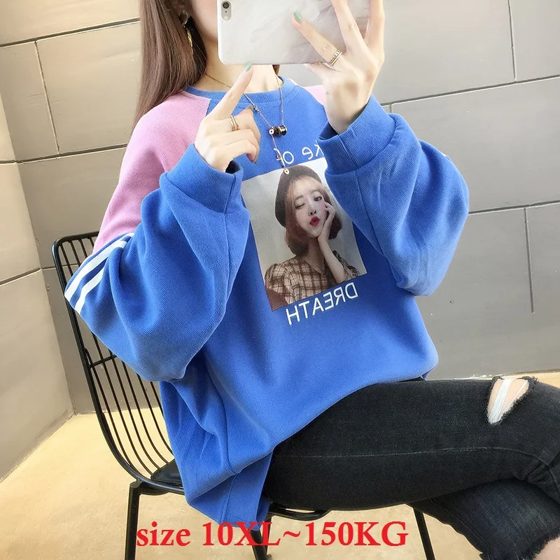 Женские Толстые толстовки большого размера 10XL Бюст 150 см зима осень женские