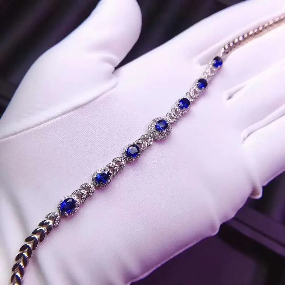 

Sapphire bracelet Free shipping 100% Real natural sapphire Bracelet 925 sterling silver Bracelet