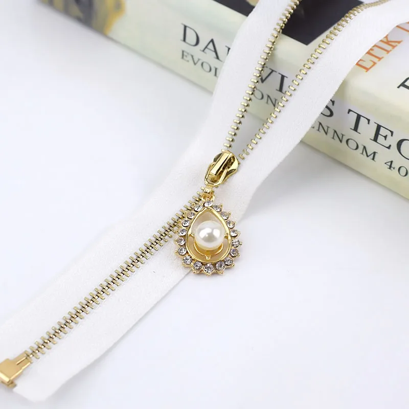 white 3# металлическая молния 40 см/50 см/60 см/70 см, 2 шт/комплект/5 шт. с открытым концом с золотыми зубьями, застежка-молния для пошива сумок кошелек пуховик, куртка, юбка, Костюмы аксессуар - Цвет: white