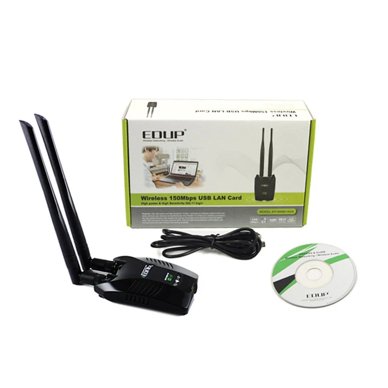 

EDUP 300Mbps USB WiFi Adapter Chip MTK7603U With 2*6dbi Detachable Antennas Wireless Network Card For Desktop Laptop