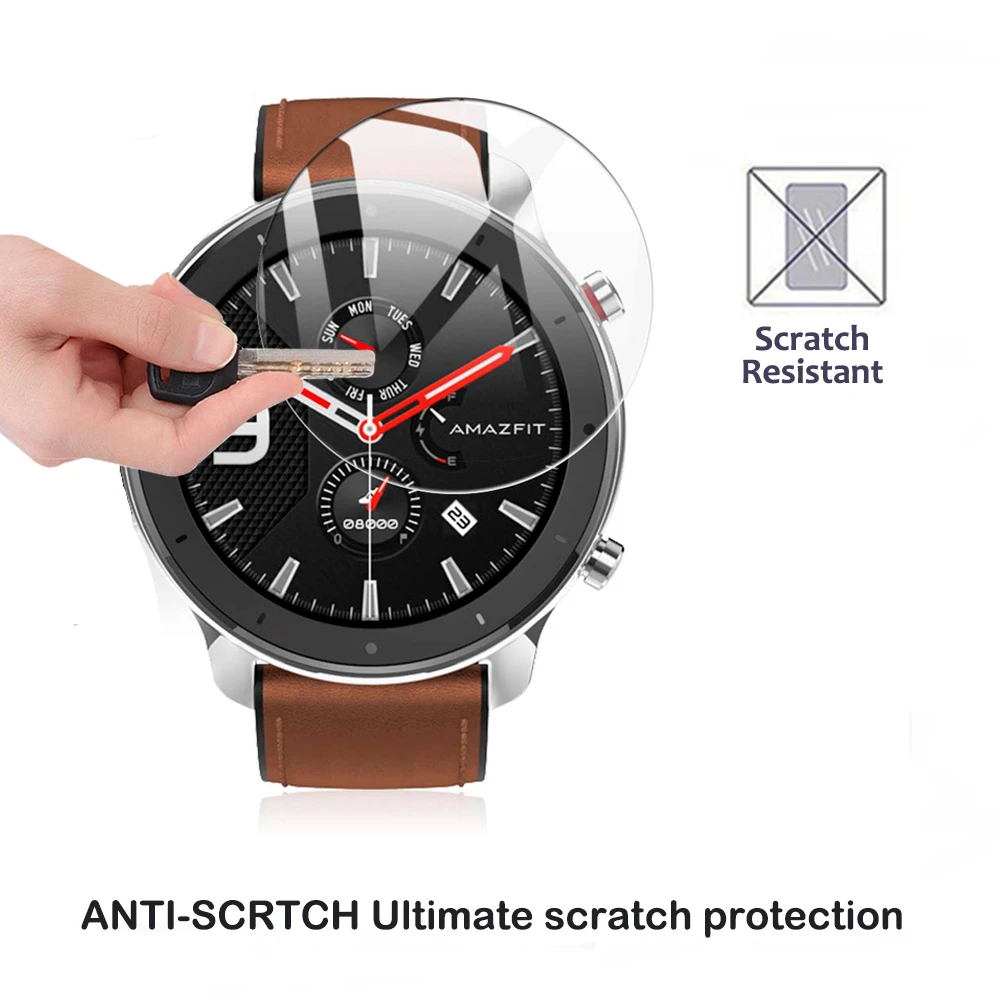 Защитная пленка для экрана из закаленного стекла для Xiaomi Amazfit GTR Smart Watch 47 мм 42 мм 2 шт Взрывозащищенная прозрачная пленка против царапин