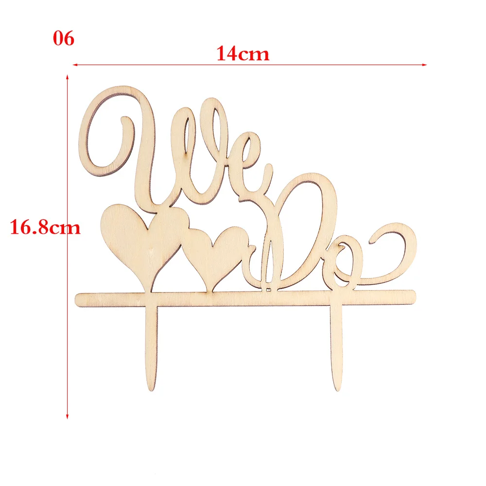 6 "Mr and Mrs" Vintage Rustic Wedding Cake Topper Laser Cut Wood Letters DIY Wedding Cake Decor Favors Supplies Engagement Gifts - Цвет: 6