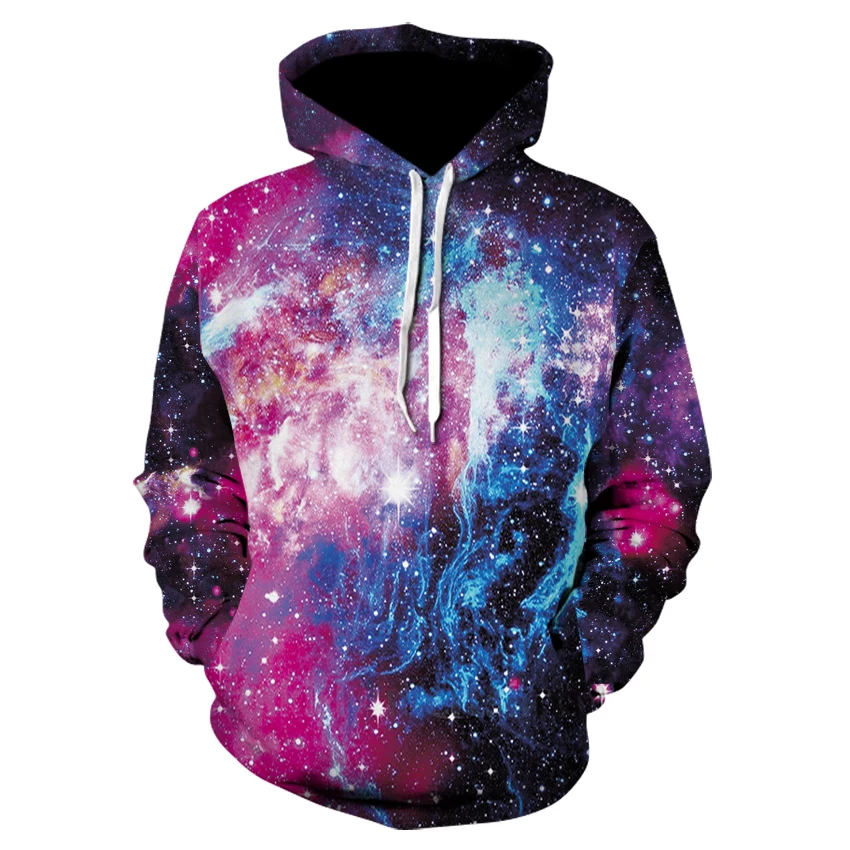 

2021 Autumn and Winter New Color 3D Printing Space Galaxy Hoodie Casual Harajuku Long-sleeved Hip-hop Workout Unisex Jacket