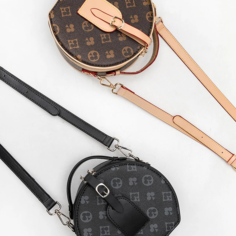 

2021 Designers Round Leather Handbag Totes Women Messenger Bags Pu Crossbody Vintage Floral Ladies Shoulder Bag Leather Hobos