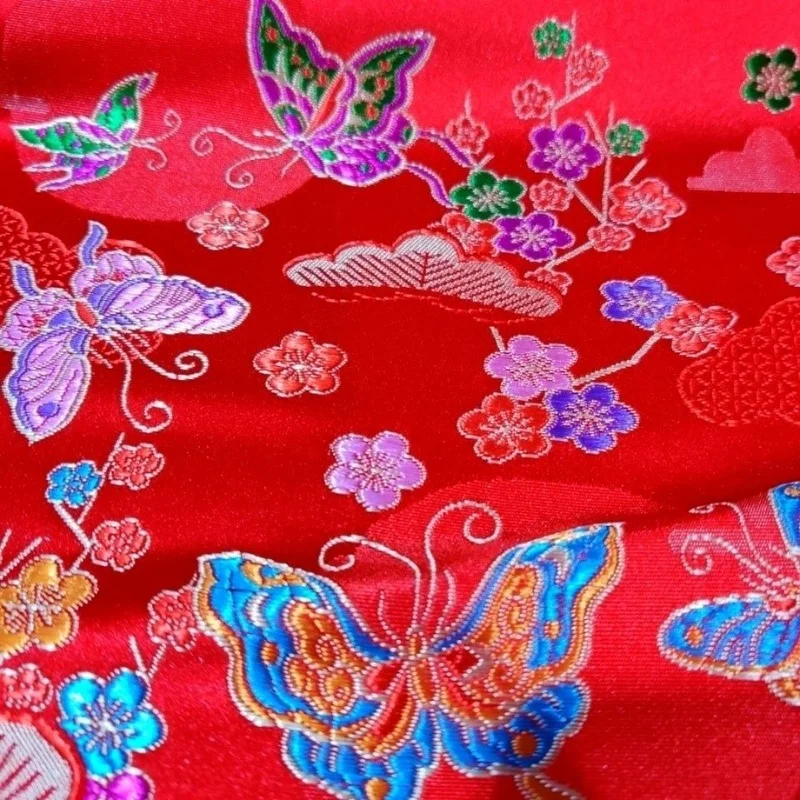 

Butterfly Silk Brocade Satin Children Tang Suit Cheongsam Ethnic Minority Clothing Fabric