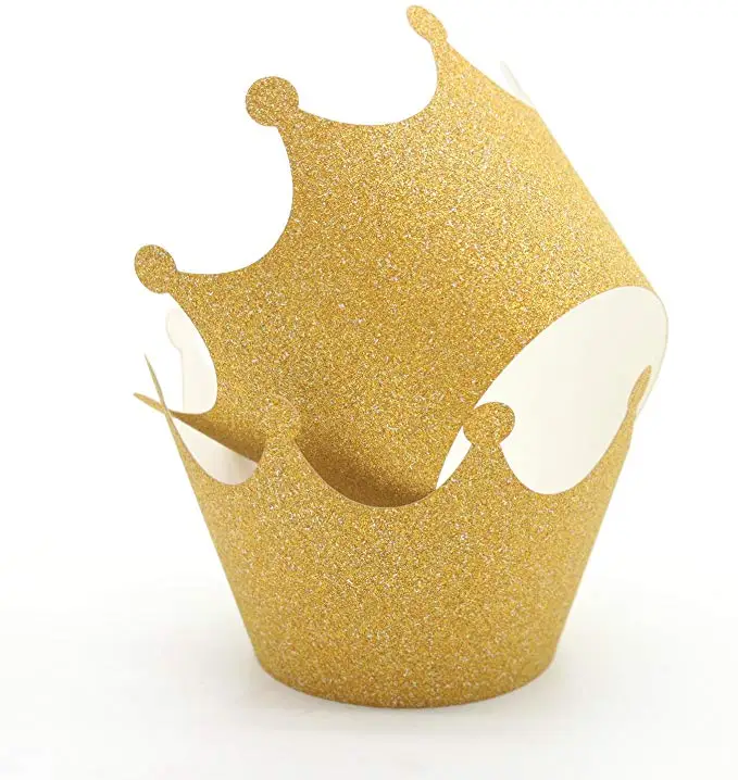 25 шт. золотая корона для капкейков обертки блеск выпечки торта бумажные