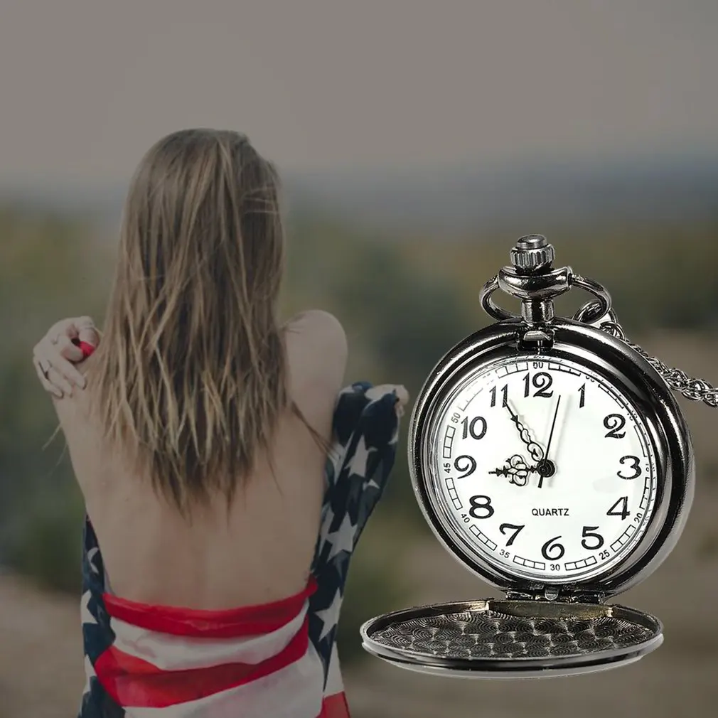 Простые ретро черные глянцевые карманные часы антикварные мужские Висячие