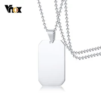 vnox classic dog tag for women men 316l stainless steel unisex simple pendant casual necklace 24 beads chain