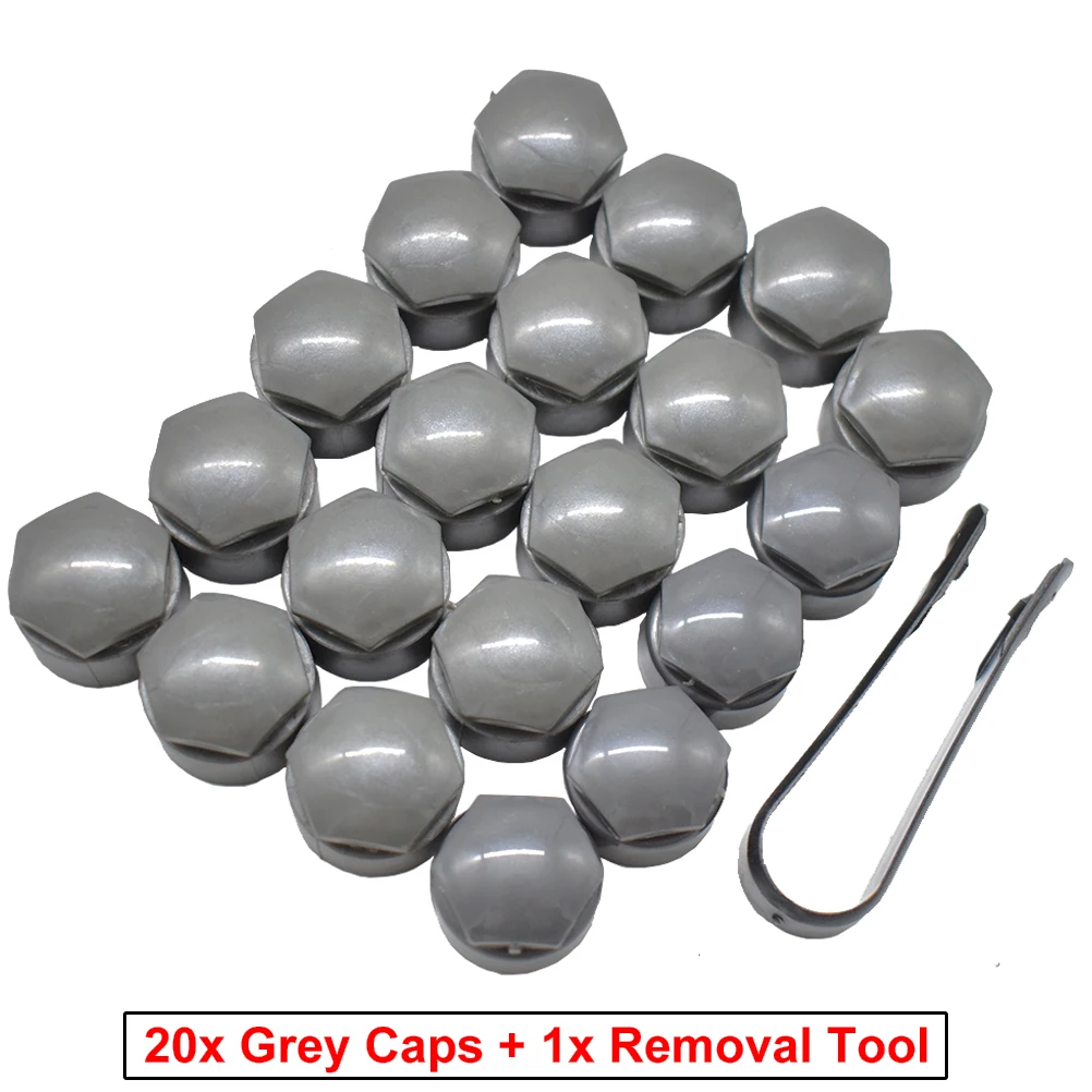 20x Grey Wheel Nut Bolt Cap Full Cover w/ Removal Tool 25mm For Audi A1 A7 A8 TT RS6 Lug Screw Caps Protector Accessories | Автомобили и