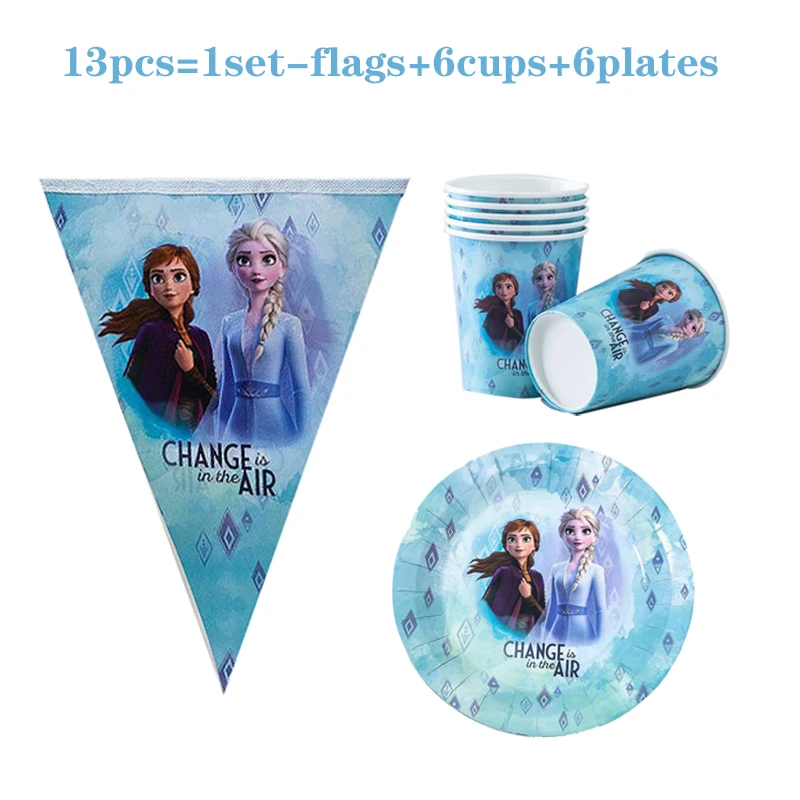 

Disney Frozen Girls Kids Theme Birthday Party Decoration Disposable Tableware Set Banner Straws Cups Plates Baby Shower Supplies