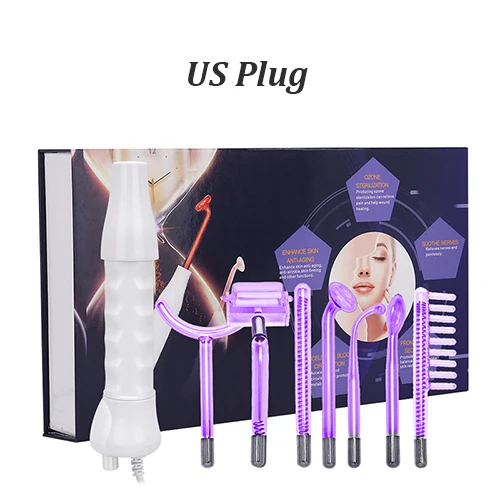 With Box- US Plug Beauty Star 7в1 высокочастотный аппарат для лица электрод стеклянная трубка палочка для удаления акне высокочастотный Спа Уход за кожей лица - Цвет: With Box- US Plug