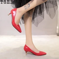 2022 tghdof 8cm office thin heels pumps women shoes pointed toe patent leather wedding dress shoes woman chaussures femme