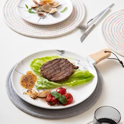 Керамические западные тарелки Скандинавская мраморная текстура поднос для