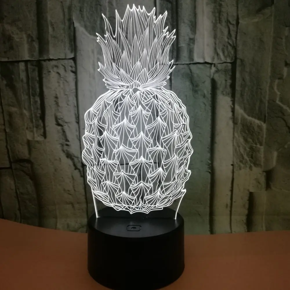 7 цветов Фрукты ананас красочный сенсорный переключатель 3D Акриловый