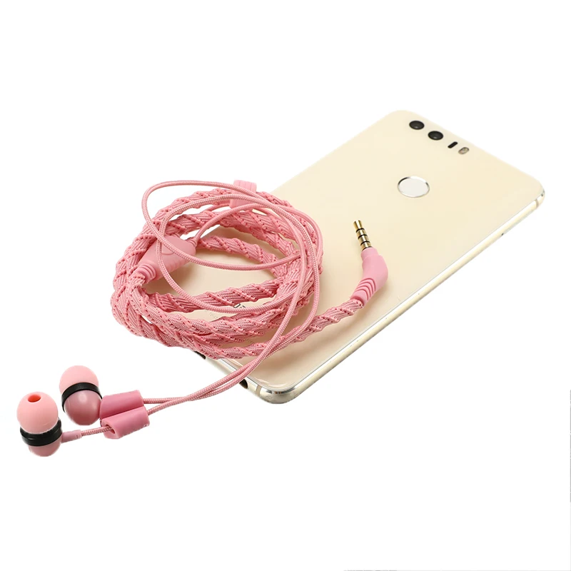 Модная Проводная гарнитура 3 5 мм наушники с плетеным браслетом микрофоном