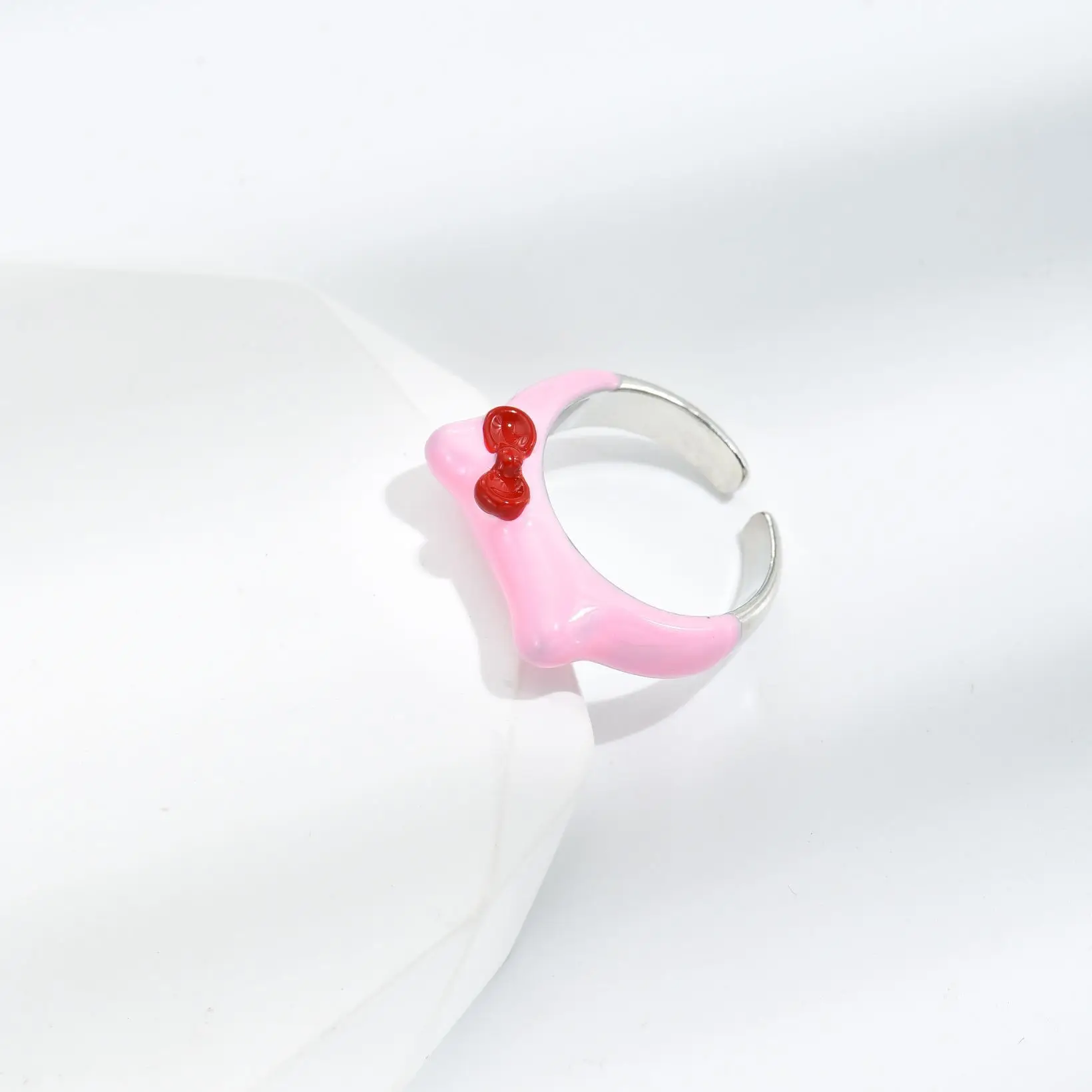 Каваи Дешевая Цена 2021 Новая Бантовая Кошка Cinnamoroll Картинка Sanrios Милый Открывающийся Регулируемое Креативное Кольцо Подарки для Пар