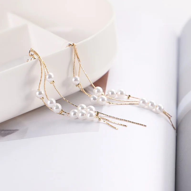 Необычная имитация жемчуга длинные серьги с кисточками Элегантные Изысканные