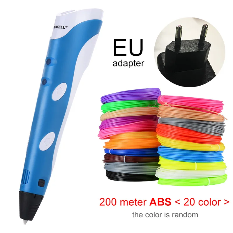 Blue EU-200m ABS Myriwell 3D печати Ручки 1,75 мм ABS Smart 3D ручка с нити для детей развивающая серия хобби игрушки - Цвет: Blue EU-200m ABS