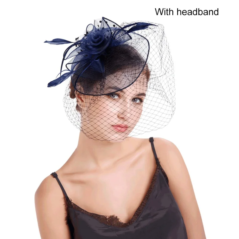 Головной убор заколка для волос зимняя вышитая Фата Женская Коктейльная