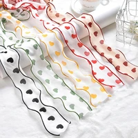 5 yards love seaming wavy chiffon ribbon for diy gift box floral bouquet packaging hair accessories clothing sewing material