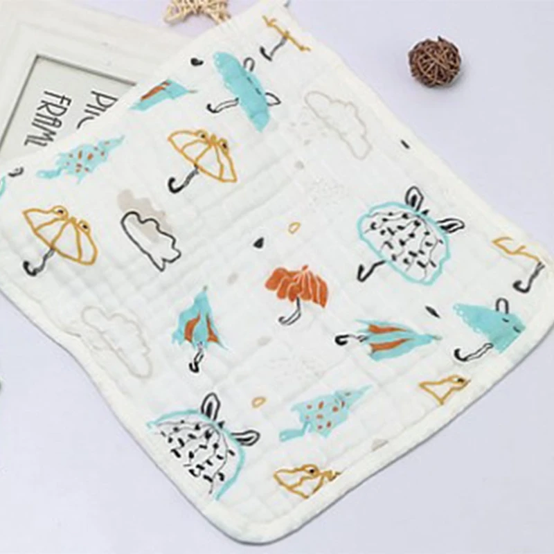 

MXLE Baby Square Towel Infants Feeding Bibs Saliva Towel 6 Layer Cotton Gauze Cartoon Printed Cute Wash Face Cloth