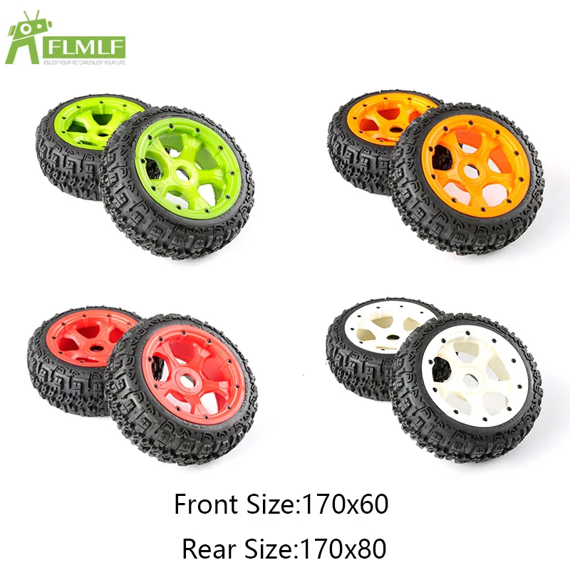 

Knobby Front or Rear Wheel Tires Assembly Kit with Nylon Wheel Hub (Gen.3) Fit for 1/5 HPI ROFUN ROVAN KM BAJA 5B Toys PARTS