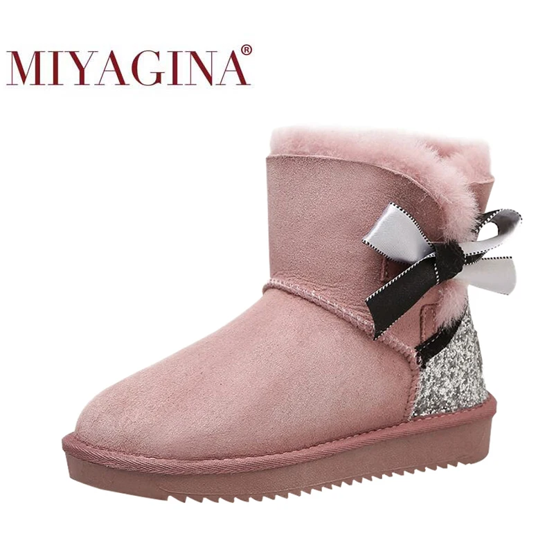 Женские короткие ботильоны MIYAGINA повседневные зимние сапоги из 100% овечьей кожи