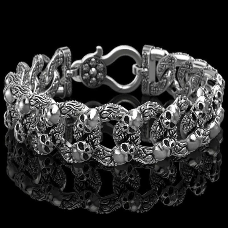 Готический Для Мужчин's Нержавеющая сталь браслет стимпанк Череп &amp Браслет