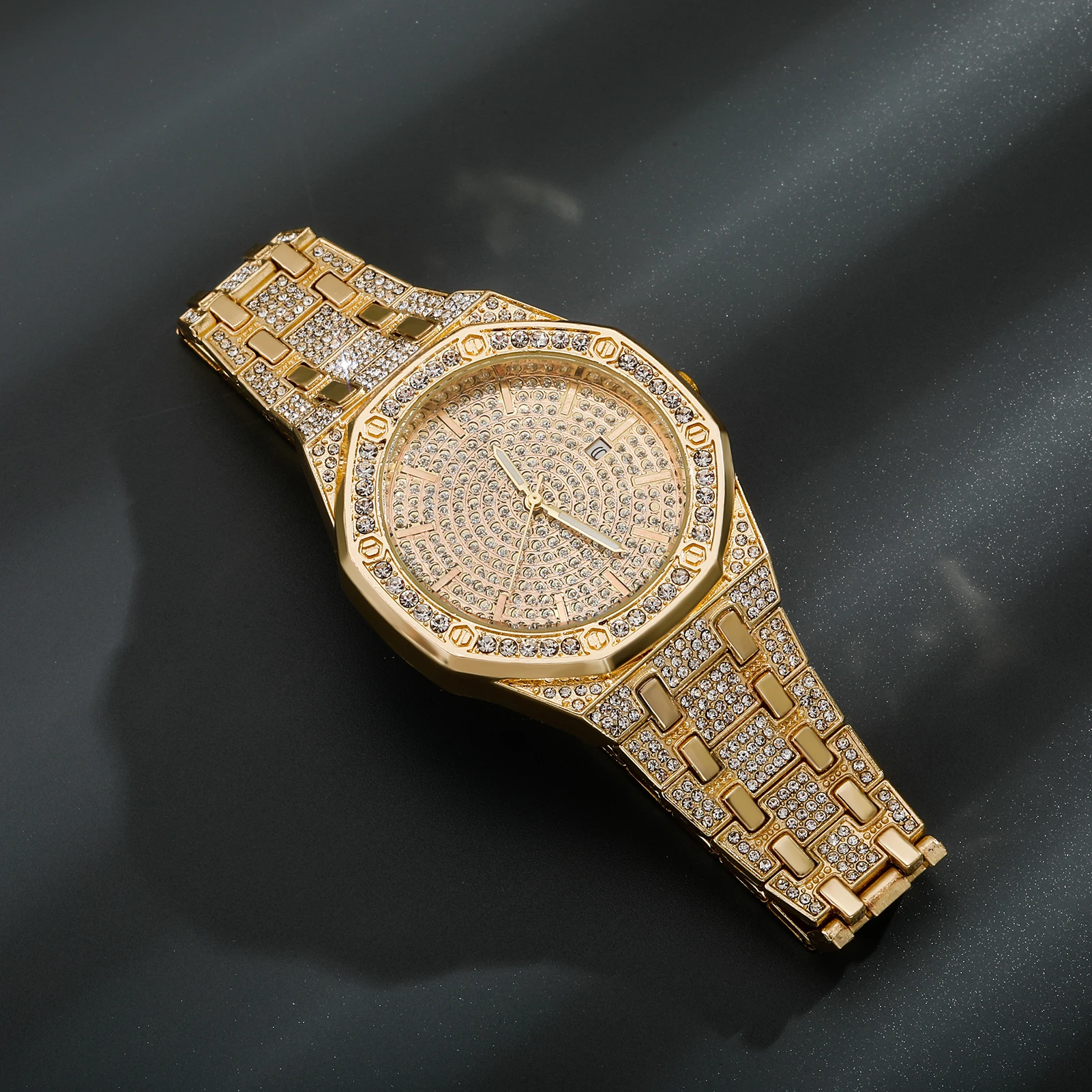 Часы наручные кварцевые в стиле хип-хоп роскошные брендовые со сверкающим