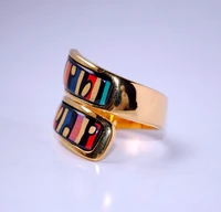 cloisonne enamel circular fashion jewelry plated gold rings009