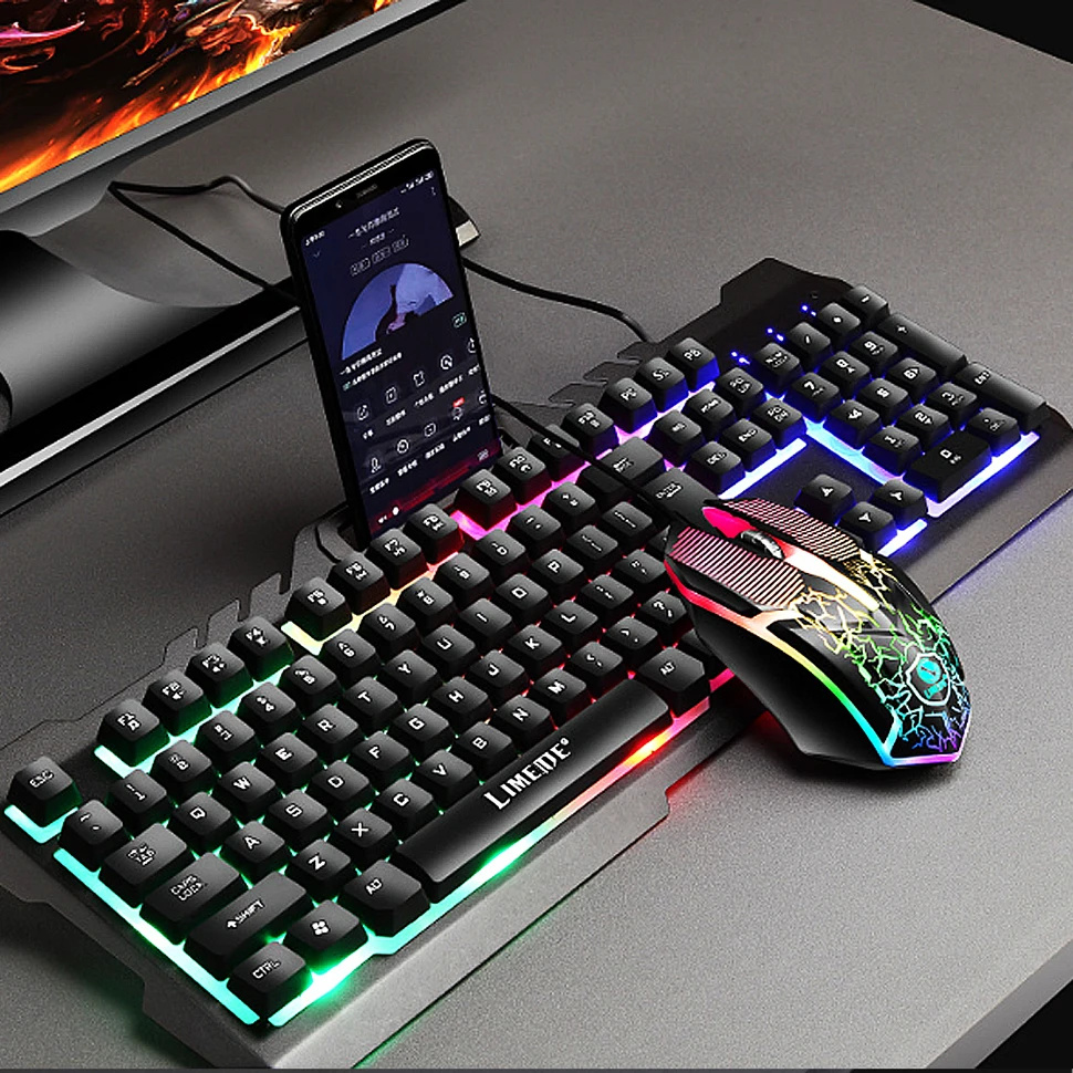 

T21 Gaming Keyboard Mouse Set Wired Mechanical keyboard With LED USB Gaming Mouse Backlight Waterproof keyboard For PC Laptop