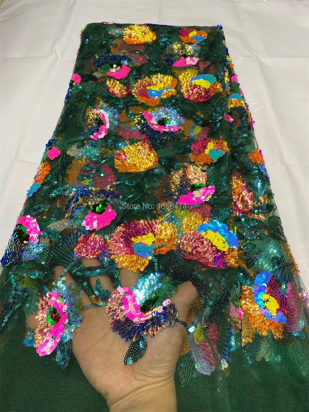 Многоцветная блестящая кружевная ткань с блестками для женского свадебного