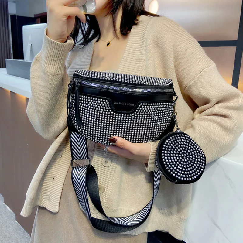 

Brand Luxury Handbags Designer Diamonds Crossbody Bags For Women 2021 Female Shoulder Bag Ladies Chest Bag Bling Chest Pack Sac